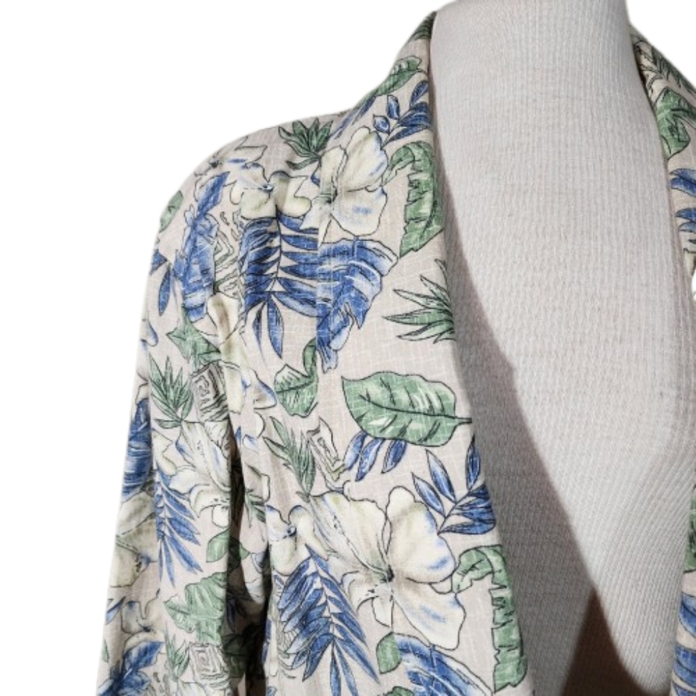 Blazer Floral Vintage Oversized Beige and Blue Plus Size 1X - Picture 8 of 13